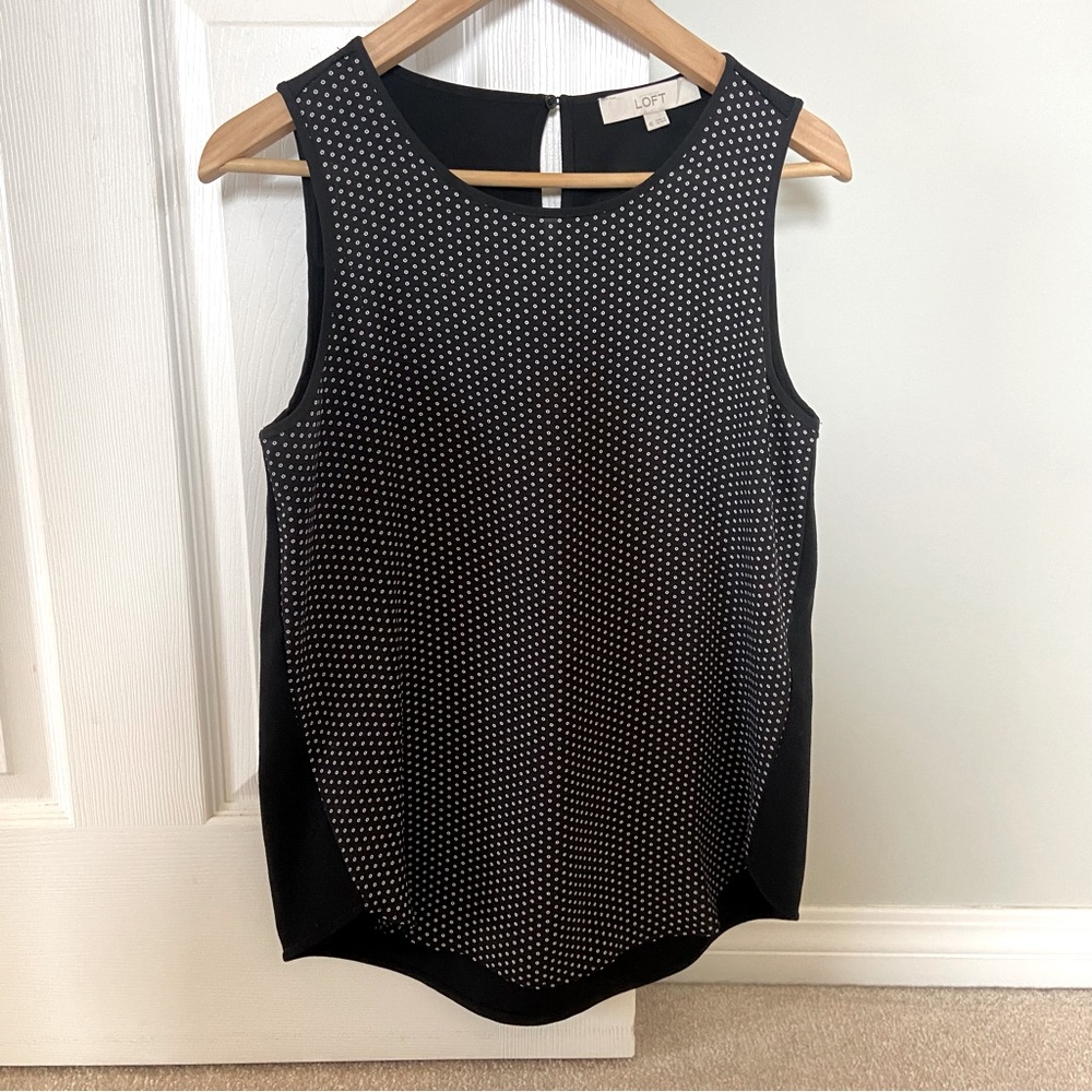 LOFT Sleeveless Polka Dot Blouse Tank Top